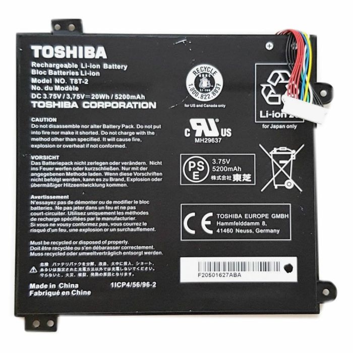 Toshiba T8T-2 A000381560 batterie originale 5200mAh pour ordinateur portable Toshiba Satellite Click Mini L9W-B séries